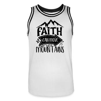 Faith Can Move Mountains Inspiration - Men's Basketball Jersey - white/black - Front - AI Model Male 185 dark (185cm)