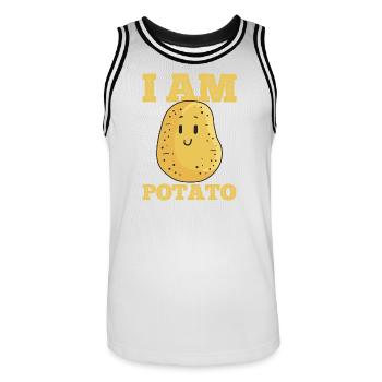 Kartoffel Kawaii - Männer Basketball-Trikot - Weiß/Schwarz - Vorne - AI Model Male 185 dark (185cm)