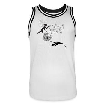 Silhouette de Vol de Fée avec Poussière - Maillot de basket Homme - blanc/noir - Devant - AI Model Male 185 dark (185cm)