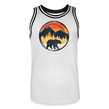 Bär bei Sonnenuntergang im Alpenkreis - Männer Basketball-Trikot - Weiß/Schwarz - Vorne - AI Model Male 185 dark (185cm)