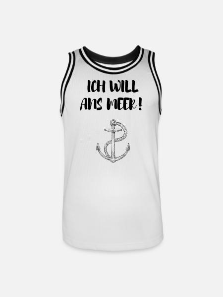 ICH WILL ANS MEER - Männer Basketball-Trikot - Weiß/Schwarz