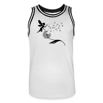 Papillons design puste fleurs prairie coeurs fées - Maillot de basket Homme - blanc/noir - Devant - AI Model Male 185 dark (185cm)