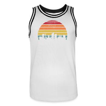 Sunset Skyline Gradient Stripes - Men's Basketball Jersey - white/black - Front - AI Model Male 185 dark (185cm)