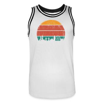 Sunset Skyline Silhouette - Men's Basketball Jersey - white/black - Front - AI Model Male 185 dark (185cm)