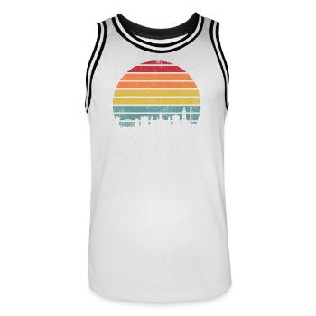 Retro Sunset Skyline Silhouette - Men's Basketball Jersey - white/black - Front - AI Model Male 185 dark (185cm)