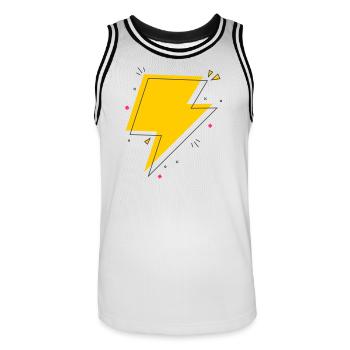 Dynamic Ray in Gelb und Schwarz - Männer Basketball-Trikot - Weiß/Schwarz - Vorne - AI Model Male 185 dark (185cm)