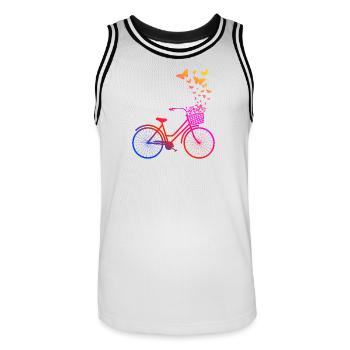 Vélo de femme, papillons de vélo - Maillot de basket Homme - blanc/noir - Devant - AI Model Male 185 dark (185cm)
