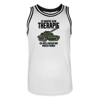Panzer Militär Geschenk - Männer Basketball-Trikot - Weiß/Schwarz - Vorne - AI Model Male 185 dark (185cm)