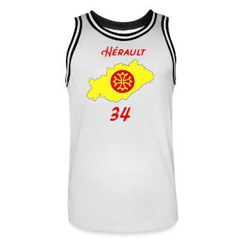 Hérault - Men's Basketball Jersey - white/black - Front - AI Model Male 185 dark (185cm)
