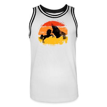Équitation pour les chuchoteurs de chevaux, équitation pour débutants - Maillot de basket Homme - blanc/noir - Devant - AI Model Male 185 dark (185cm)