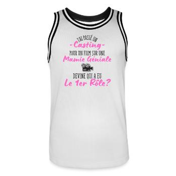 casting pour une Mamie géniale - Humour Grand-Mère - Maillot de basket Homme - blanc/noir - Devant - AI Model Male 185 dark (185cm)
