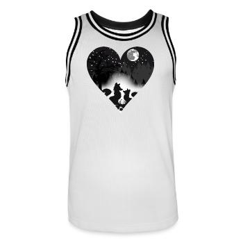 zwei verliebte Füchse im Mondschein - Männer Basketball-Trikot - Weiß/Schwarz - Vorne - AI Model Male 185 dark (185cm)