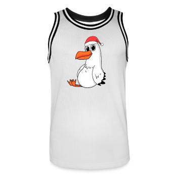 Noël mouette - Maillot de basket Homme - blanc/noir - Devant - AI Model Male 185 dark (185cm)