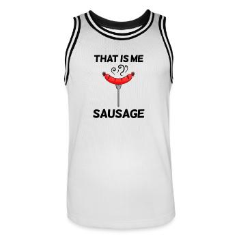 Sausage saying funny - Men's Basketball Jersey - white/black - Front - AI Model Male 185 dark (185cm)