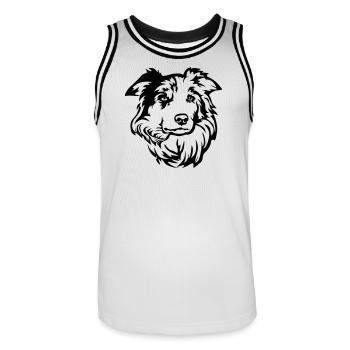 Tête de Border Collie - Maillot de basket Homme - blanc/noir - Devant - AI Model Male 185 dark (185cm)