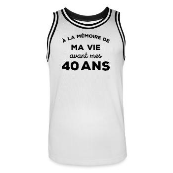 A la mémoire de ma vie avant mes 40 ans - Maillot de basket Homme - blanc/noir - Devant - AI Model Male 185 dark (185cm)
