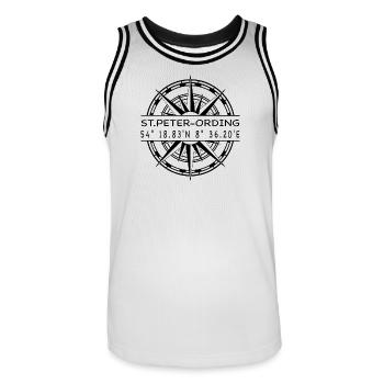 St Peter Ording - Männer Basketball-Trikot - Weiß/Schwarz - Vorne - AI Model Male 185 dark (185cm)