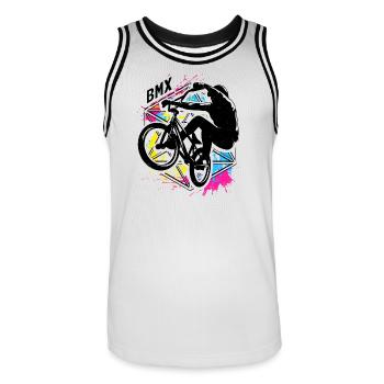 Buntes Bmx | Bmx Fahrrad Farbenfreudig | Bmx Rad - Männer Basketball-Trikot - Weiß/Schwarz - Vorne - AI Model Male 185 dark (185cm)