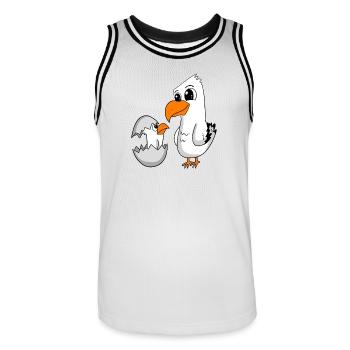 Mouette avec bébé Mouette - Maillot de basket Homme - blanc/noir - Devant - AI Model Male 185 dark (185cm)