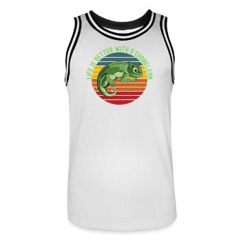 La vie est meilleure avec un caméléon - Maillot de basket Homme - blanc/noir - Devant - AI Model Male 185 dark (185cm)