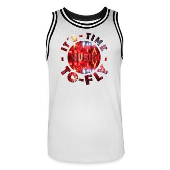 Neon music design with dance atmosphere party - Men's Basketball Jersey - white/black - Front - AI Model Male 185 dark (185cm)