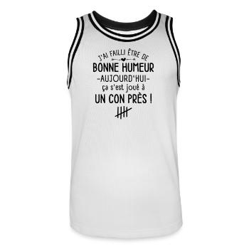 J'ai failli être de Bonne Humeur Aujourd'hui - Maillot de basket Homme - blanc/noir - Devant - AI Model Male 185 dark (185cm)