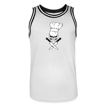 Tête de mort cuisinier - Maillot de basket Homme - blanc/noir - Devant - AI Model Male 185 dark (185cm)