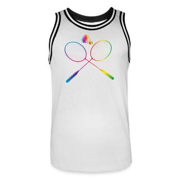 badminton coloré badminton avec raquette de badminton - Maillot de basket Homme - blanc/noir - Devant - AI Model Male 185 dark (185cm)