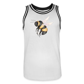 detailed drawing of a flying bumblebee - Men's Basketball Jersey - white/black - Front - AI Model Male 185 dark (185cm)
