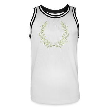 zart leuchtend grüne Zweige mit feinen Linien - Männer Basketball-Trikot - Weiß/Schwarz - Vorne - AI Model Male 185 dark (185cm)