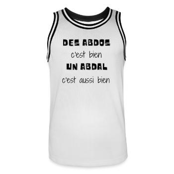 abdos,abdal - Maillot de basket Homme - blanc/noir - Devant - AI Model Male 185 dark (185cm)