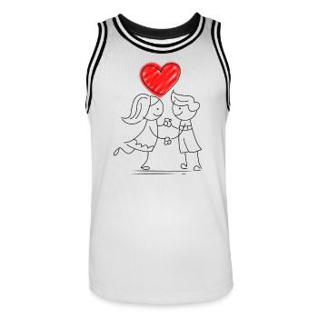 Heart design with pastel colors and sketch style - Men's Basketball Jersey - white/black - Front - AI Model Male 185 dark (185cm)