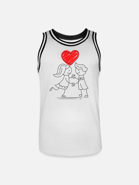 Heart design with pastel colors and sketch style - Men's Basketball Jersey - white/black