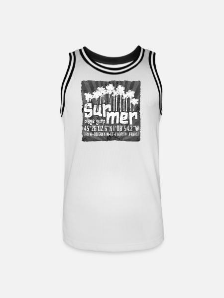 Am Meer - Le Gurp Frankreich - Männer Basketball-Trikot - Weiß/Schwarz