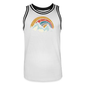 Retro Mountain Sunset Arc - Männer Basketball-Trikot - Weiß/Schwarz - Vorne - AI Model Male 185 dark (185cm)