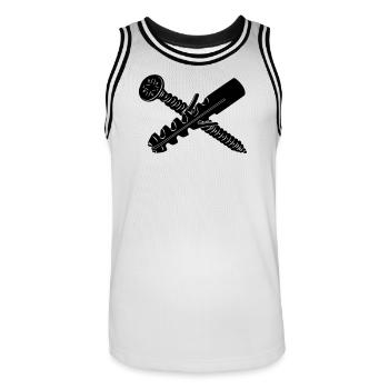 Vis et bouchon pour mur - Maillot de basket Homme - blanc/noir - Devant - AI Model Male 185 dark (185cm)