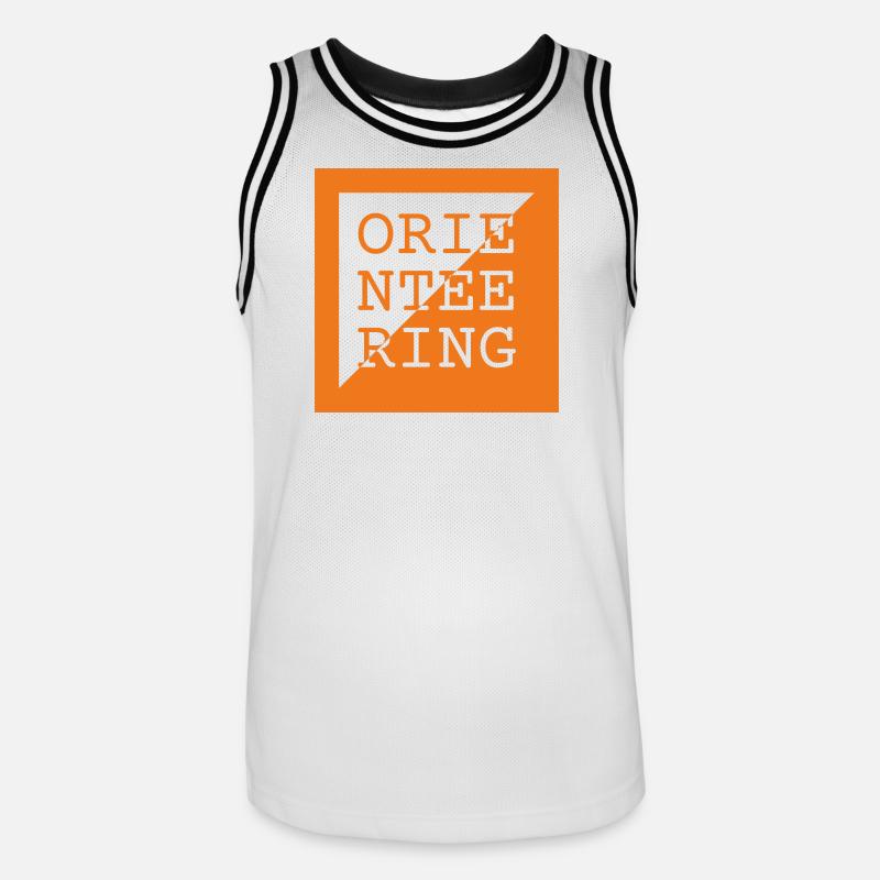 Orienteering Logo - Run & Navigate - Maglia da basket per uomo - bianco/nero