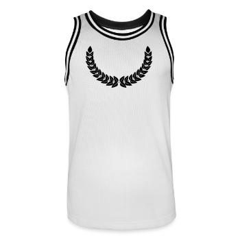 Laurel wreath decoration - Men's Basketball Jersey - white/black - Front - AI Model Male 185 dark (185cm)