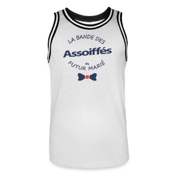Bande des Assoiffés du Futur Marié - Maillot de basket Homme - blanc/noir - Devant - AI Model Male 185 dark (185cm)