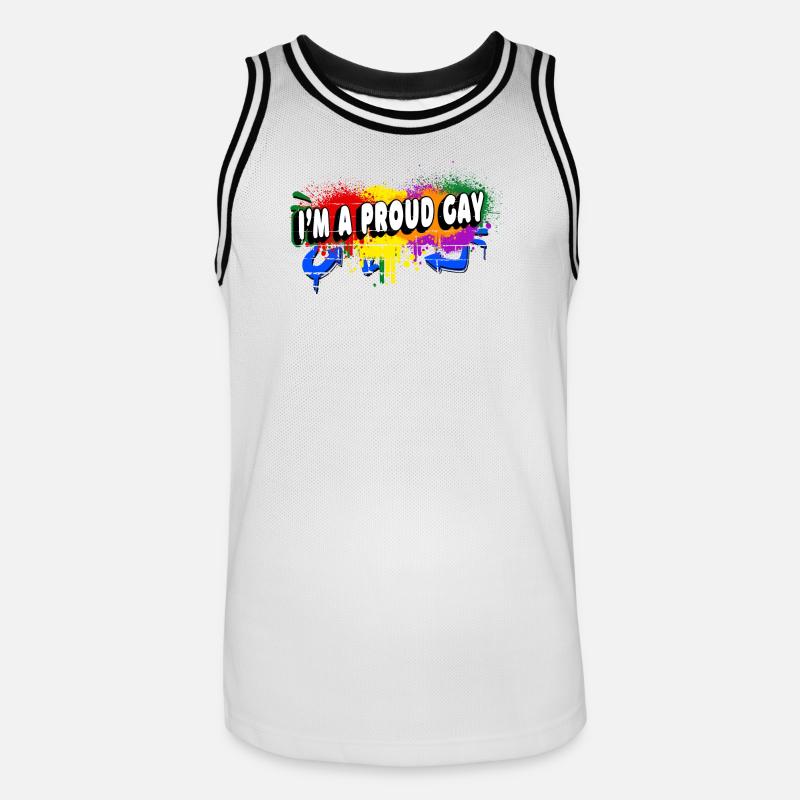 Ich bin ein stolzer Schwuler - Männer Basketball-Trikot - Weiß/Schwarz