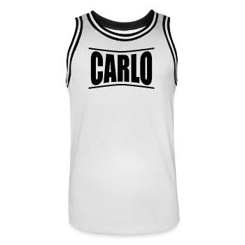 Carlo t-shirt gift idea - Men's Basketball Jersey - white/black - Front - AI Model Male 185 dark (185cm)
