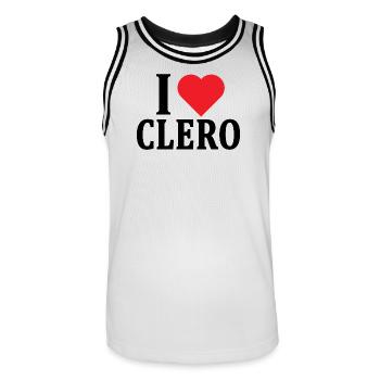 T-shirt I love Clergy t-shirt gift idea - Men's Basketball Jersey - white/black - Front - AI Model Male 185 dark (185cm)
