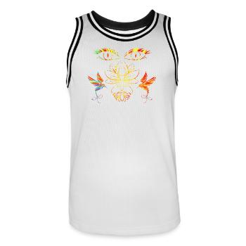 Zen face - Men's Basketball Jersey - white/black - Front - AI Model Male 185 dark (185cm)