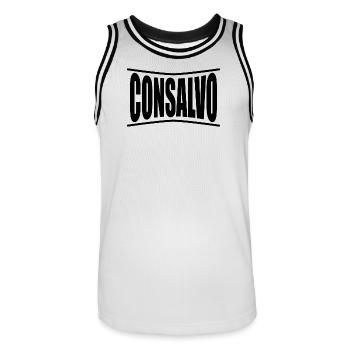 t-shirt Consalvo t-shirt gift idea - Men's Basketball Jersey - white/black - Front - AI Model Male 185 dark (185cm)