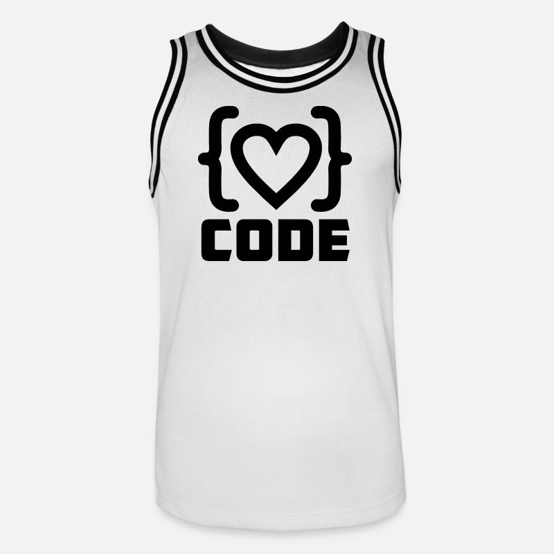 Herzprogrammierer Code Logo mit Text CODE - Männer Basketball-Trikot - Weiß/Schwarz