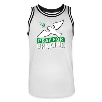 Priez pour l’Ukraine avec des | pigeons Vectorgraphique - Maillot de basket Homme - blanc/noir - Devant - AI Model Male 185 dark (185cm)