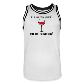 Si l'alcool est la réponse... - Maillot de basket Homme - blanc/noir - Devant - AI Model Male 185 dark (185cm)