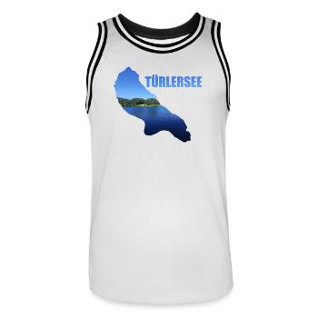 Türlersee, Tourismus, Schweiz, Natur - Männer Basketball-Trikot - Weiß/Schwarz - Vorne - AI Model Male 185 dark (185cm)