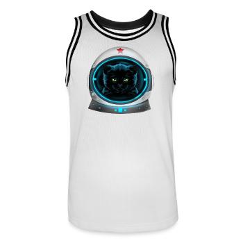 angry space cat astronaut - Men's Basketball Jersey - white/black - Front - AI Model Male 185 dark (185cm)