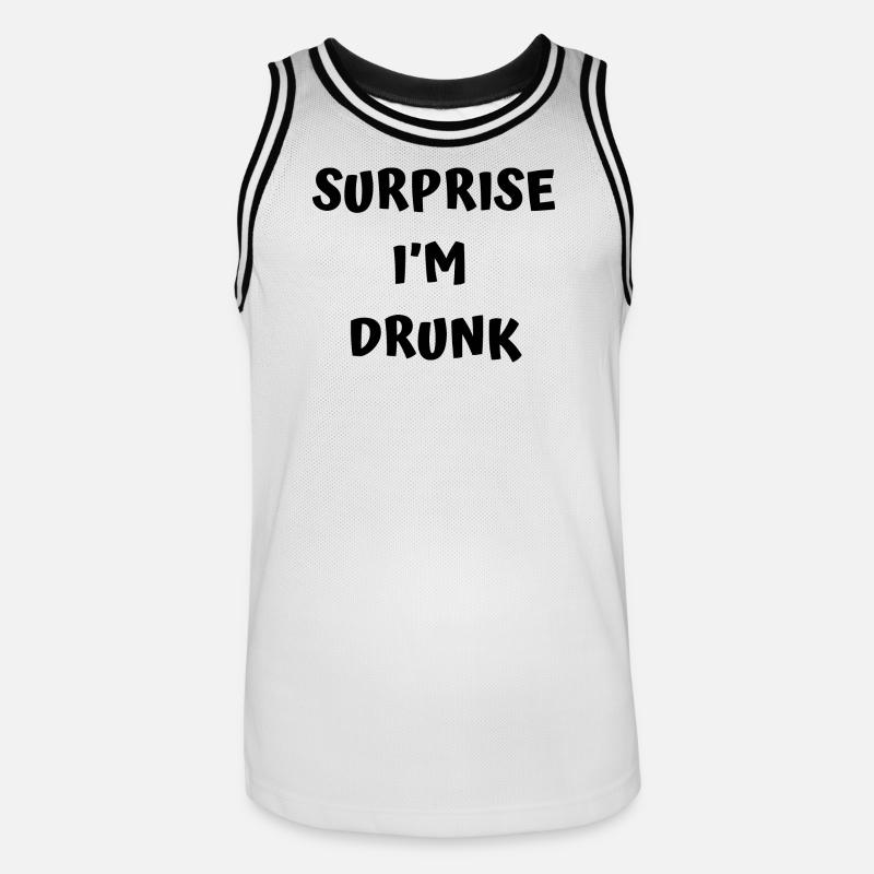 Texte drôle d’ivrogne - Maillot de basket Homme - blanc/noir